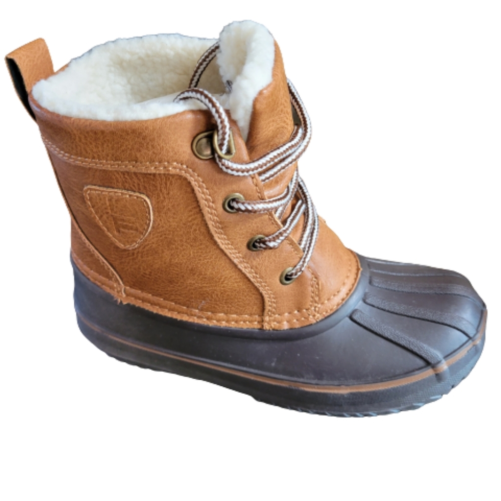 London Fog Warrington Boots Water Resistant  Cognac  Vegan Girls Size 1M NEW